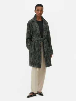 Mujer Primark Abrigos Y Chaquetas|Abrigo De Tejido De Espiga Con Cinturón