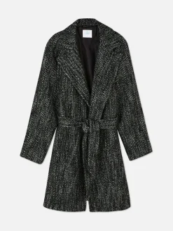 Mujer Primark Abrigos Y Chaquetas|Abrigo De Tejido De Espiga Con Cinturón