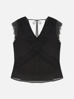 Mujer Primark Moda Gótica|Tops Y Camisetas|Blusa Con Encaje Beetlejuice X Colleen Atwood