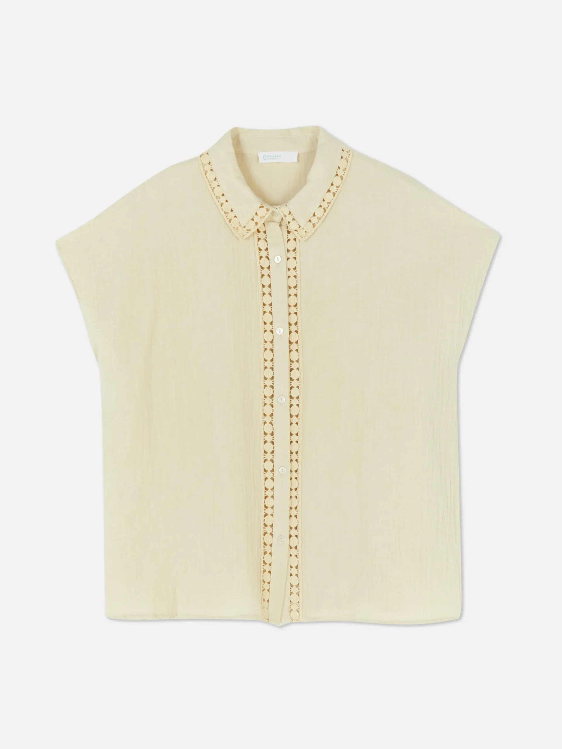 Mujer Primark Camisas Y Blusas|Blusa De Manga Corta Con Ribetes De Ganchillo