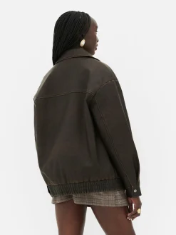 Mujer Primark Abrigos Y Chaquetas|Bómber De Piel Sintética Desgastada De Rita Ora