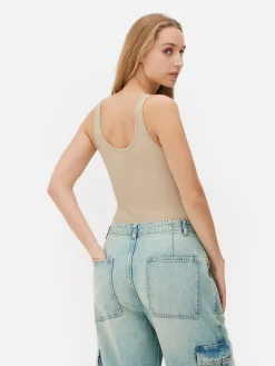 Mujer Primark Tops Y Camisetas|Body Acanalado Sin Costuras De Escote Amplio