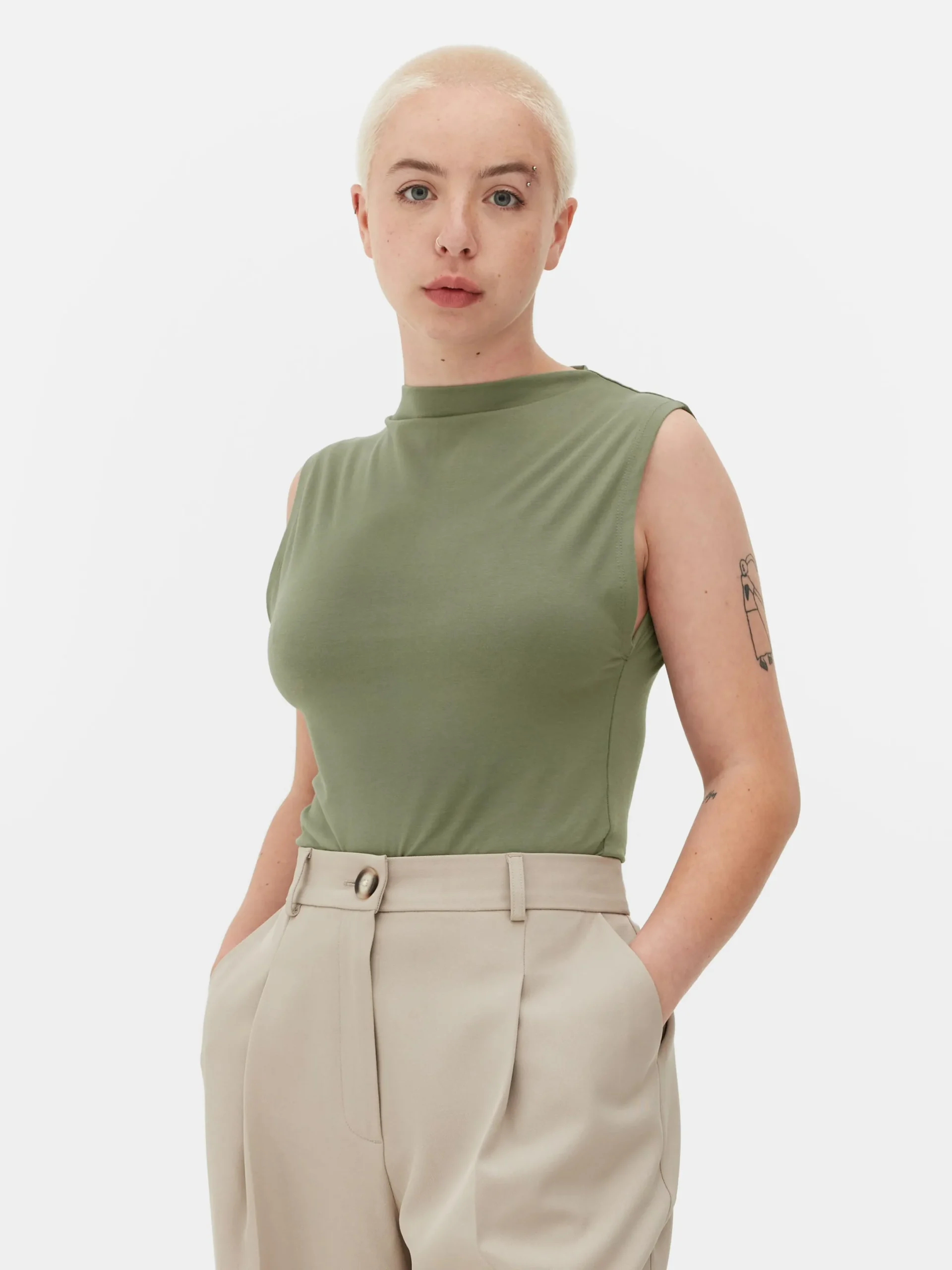 Mujer Primark Tops Y Camisetas|Body De Cuello Alto Sin Mangas