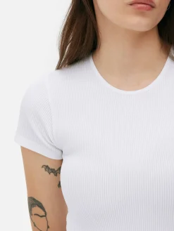 Mujer Primark Tops Y Camisetas|Body Estilo Camiseta Acanalado Sin Costuras