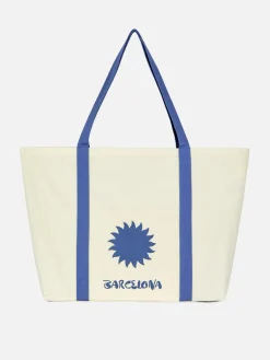 Primark Accesorios De Viaje|Bolso Shopper De Lona Extragrande Con Diseño Urbano