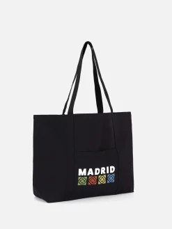 Primark Accesorios De Viaje|Bolso Shopper De Lona Extragrande Con Diseño Urbano