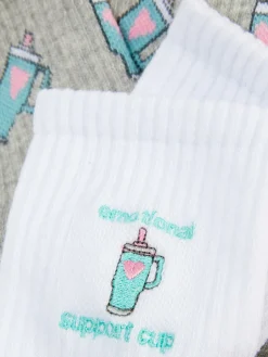 Mujer Primark Calcetines|Calcetines Altos Con Gráfico De Taza De Viaje