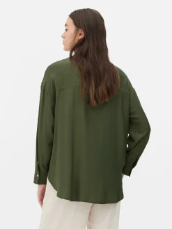 Mujer Primark Camisas Y Blusas|Camisa Con Cuello Abotonado Y Bolsillo En El Pecho