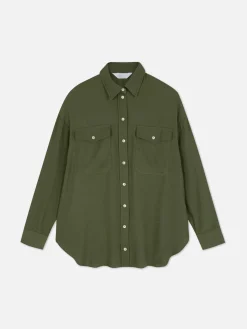 Mujer Primark Camisas Y Blusas|Camisa Con Cuello Abotonado Y Bolsillo En El Pecho