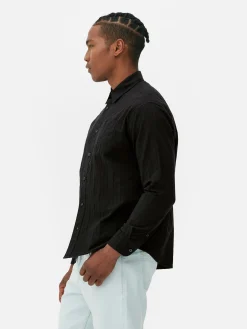 Hombre Primark Camisas|Camisa De Jacquard Con Manga Larga