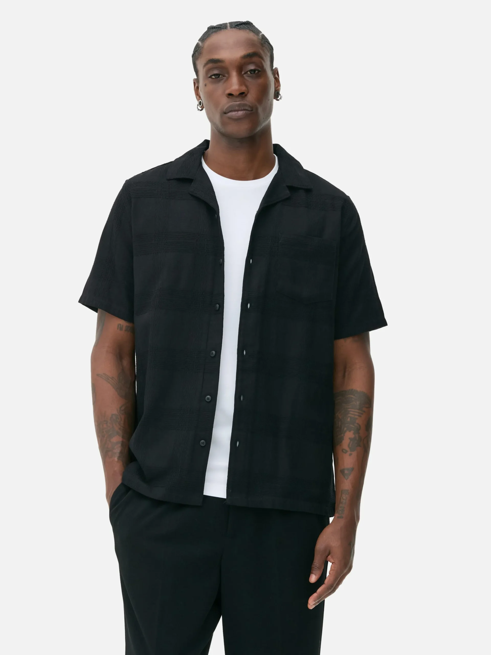 Hombre Primark Camisas|Camisa De Manga Corta Con Botones