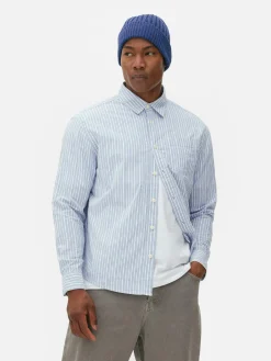 Hombre Primark Camisas|Camisa De Manga Larga De Jacquard A Rayas