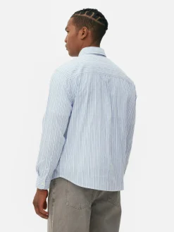 Hombre Primark Camisas|Camisa De Manga Larga De Jacquard A Rayas