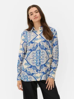 Mujer Primark Camisas Y Blusas|Camisa De Manga Larga Floral Abstracta