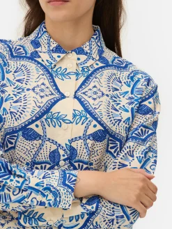 Mujer Primark Camisas Y Blusas|Camisa De Manga Larga Floral Abstracta