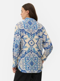 Mujer Primark Camisas Y Blusas|Camisa De Manga Larga Floral Abstracta