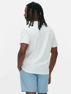 Hombre Primark Tops Y Camisetas|Camiseta Acanalada Con Cuello Redondo