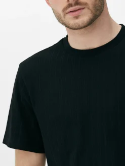 Hombre Primark Tops Y Camisetas|Camiseta Acanalada Con Cuello Redondo