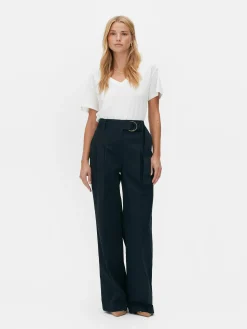 Mujer Primark Tops Y Camisetas|Camiseta Con Cuello De Pico En Mezcla De Algodón