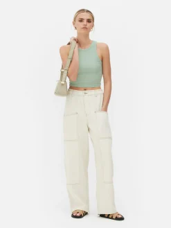 Mujer Primark Tops Y Camisetas|Camiseta Con Espalda De Nadadora Acanalada