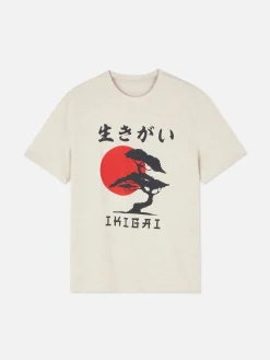 Hombre Primark Tops Y Camisetas|Camiseta Con Estampado De árbol Japonés