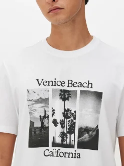 Hombre Primark Tops Y Camisetas|Camiseta Con Estampado Gráfico «Venice Beach»