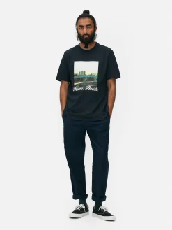 Hombre Primark Tops Y Camisetas|Camiseta Con Estampado Gráfico De «Miami, Florida»