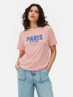 Mujer Primark Tops Y Camisetas|Camiseta Con Estampado Gráfico «Paris»
