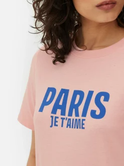 Mujer Primark Tops Y Camisetas|Camiseta Con Estampado Gráfico «Paris»