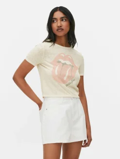 Mujer Primark Tops Y Camisetas|Camiseta Corta Con El Logotipo De Los Rolling Stones