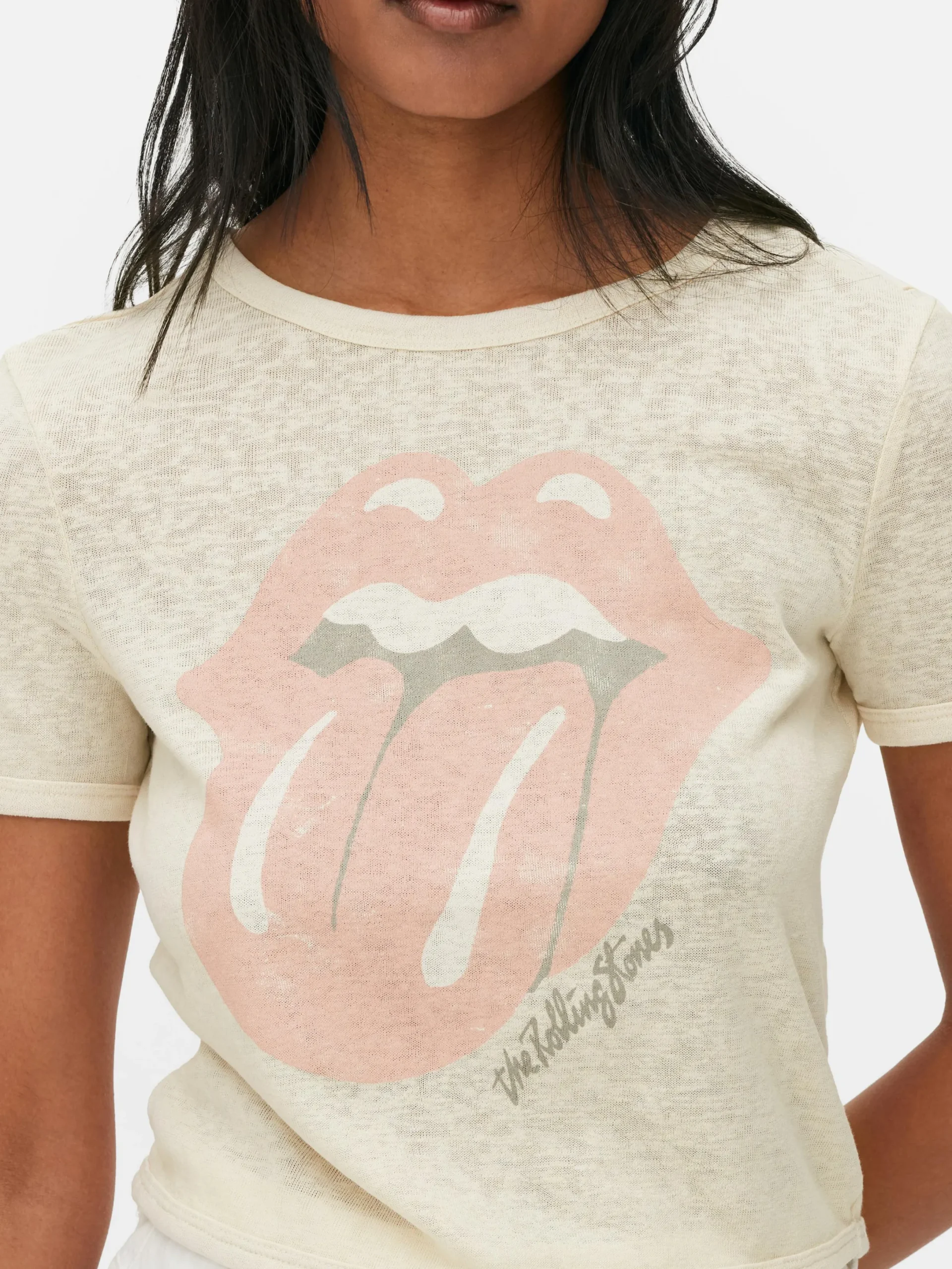 Mujer Primark Tops Y Camisetas|Camiseta Corta Con El Logotipo De Los Rolling Stones