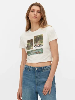 Mujer Primark Tops Y Camisetas|Camiseta Corta Con Estampado Gráfico De Claude Monet