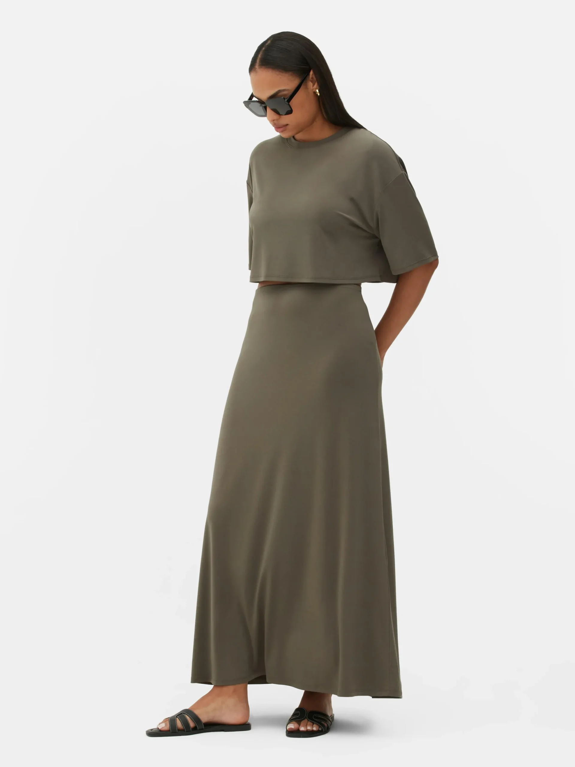 Mujer Primark Tops Y Camisetas|Camiseta Corta De Corte Cuadrado Combinable