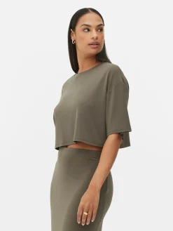 Mujer Primark Tops Y Camisetas|Camiseta Corta De Corte Cuadrado Combinable