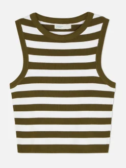 Mujer Primark Tops Y Camisetas|Camiseta Corta De Punto Sin Mangas De Cuello Redondo