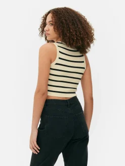 Mujer Primark Tops Y Camisetas|Camiseta Corta De Punto Sin Mangas De Cuello Redondo