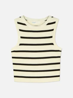 Mujer Primark Tops Y Camisetas|Camiseta Corta De Punto Sin Mangas De Cuello Redondo