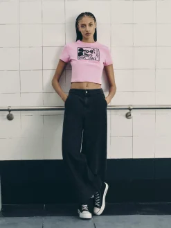 Mujer Primark Tops Y Camisetas|Camiseta Corta Mickey Mouse De Disney X Keith Haring