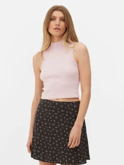 Mujer Primark Tops Y Camisetas|Camiseta Corta Sin Mangas De Cuello Alto