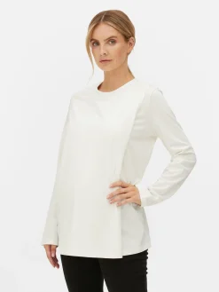 Mujer Primark Tops Y Camisetas|Camiseta Cruzada De Manga Larga De Premamá