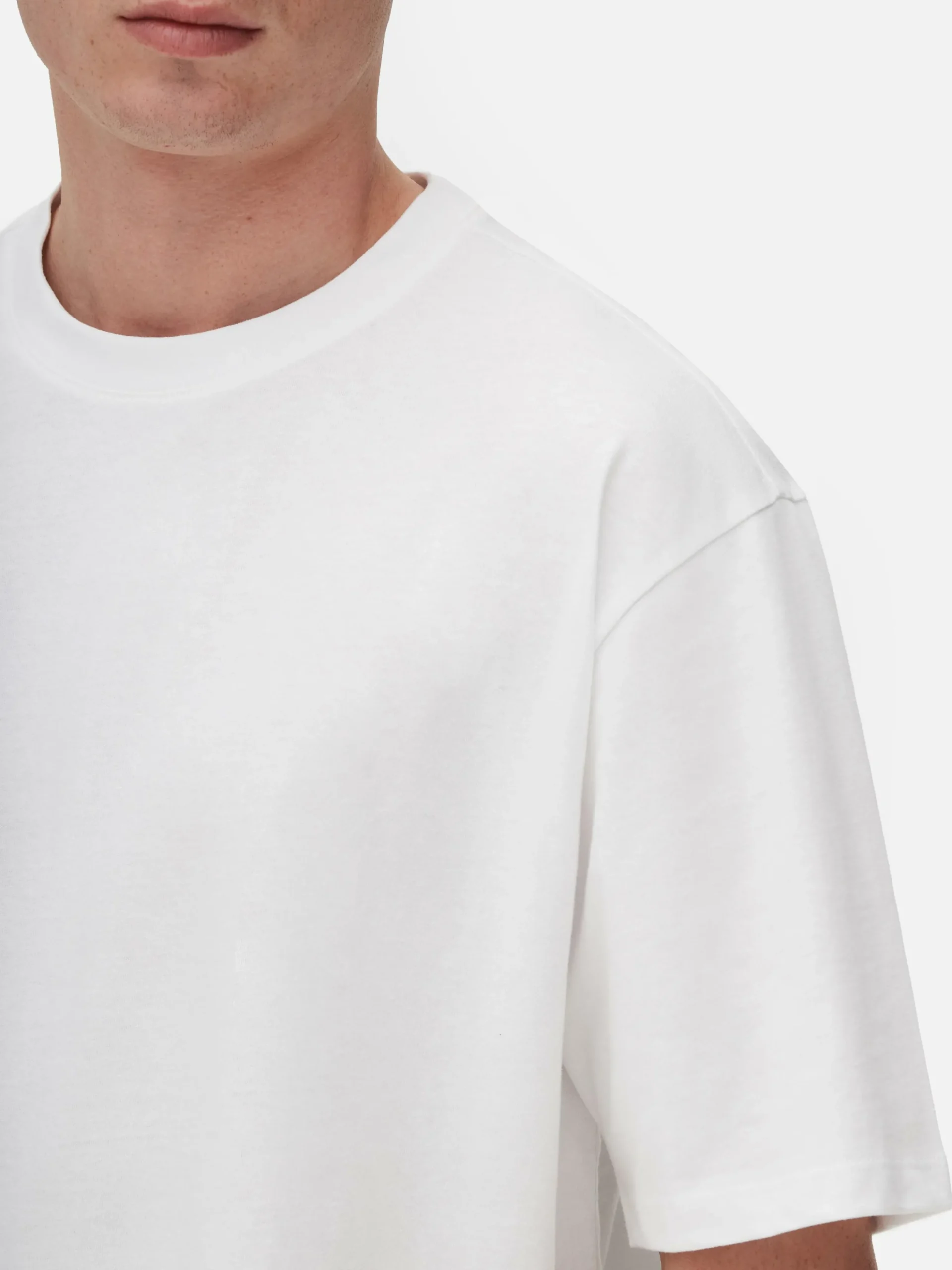 Hombre Primark Tops Y Camisetas|Camiseta De Algodón De Corte Holgado