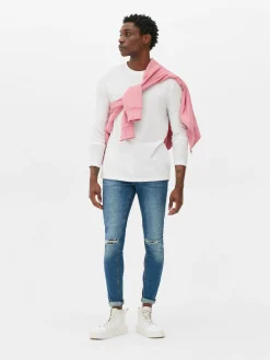 Hombre Primark Tops Y Camisetas|Camiseta De Algodón De Manga Larga