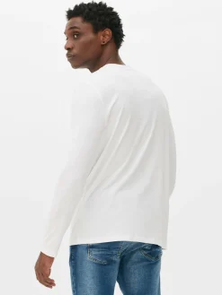 Hombre Primark Tops Y Camisetas|Camiseta De Algodón De Manga Larga