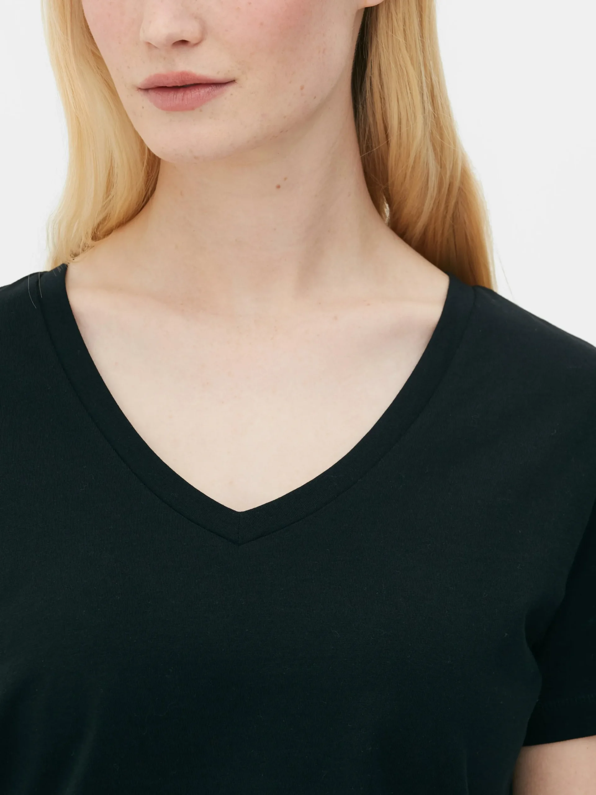 Mujer Primark Tops Y Camisetas|Camiseta De Corte Recto Con Cuello De Pico