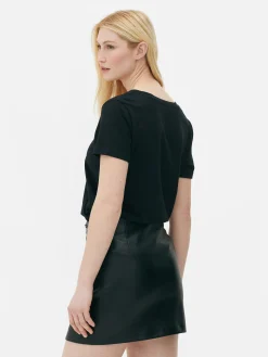 Mujer Primark Tops Y Camisetas|Camiseta De Corte Recto Con Cuello De Pico