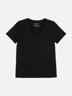 Mujer Primark Tops Y Camisetas|Camiseta De Corte Recto Con Cuello De Pico