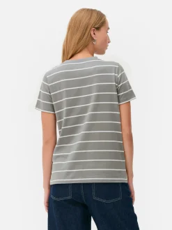 Mujer Primark Tops Y Camisetas|Camiseta De Cuello Redondo A Rayas