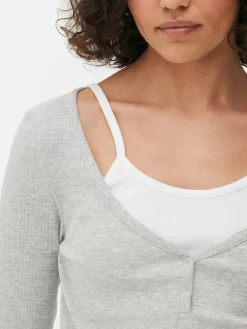 Mujer Primark Tops Y Camisetas|Camiseta De Manga Larga 2 En 1