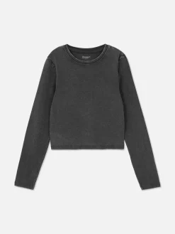 Niños Primark Tops Y Camisetas|Camiseta De Manga Larga Con Lavado ácido