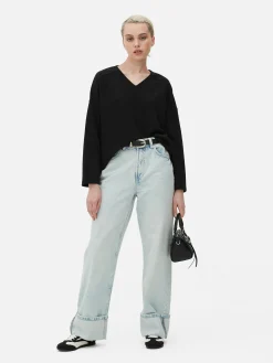 Mujer Primark Tops Y Camisetas|Camiseta De Manga Larga Con Detalles En Las Costuras